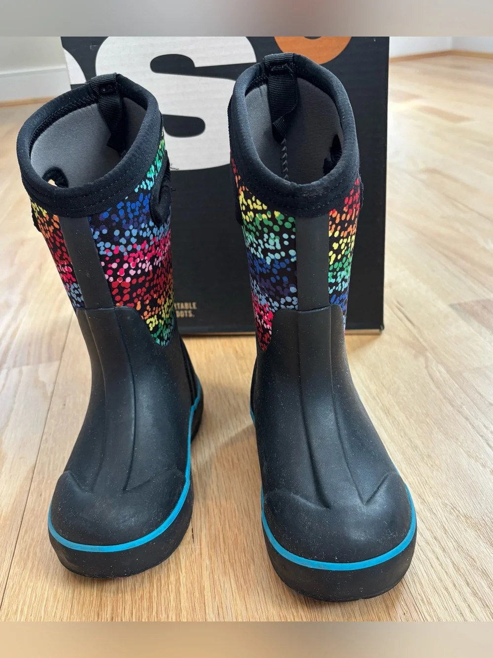 Bogs Kids Classic II Rainbow Dots Rain/Winter Boots, Sz 11